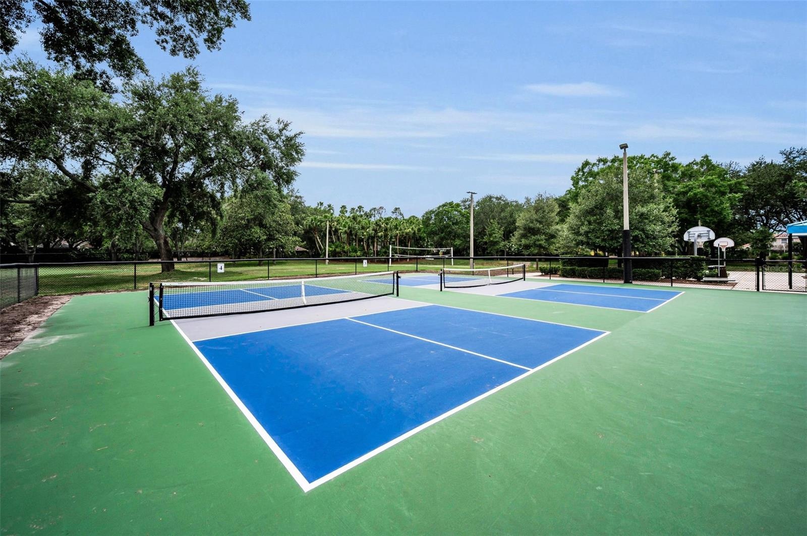 New fenced in pickleball courts at Commons Park