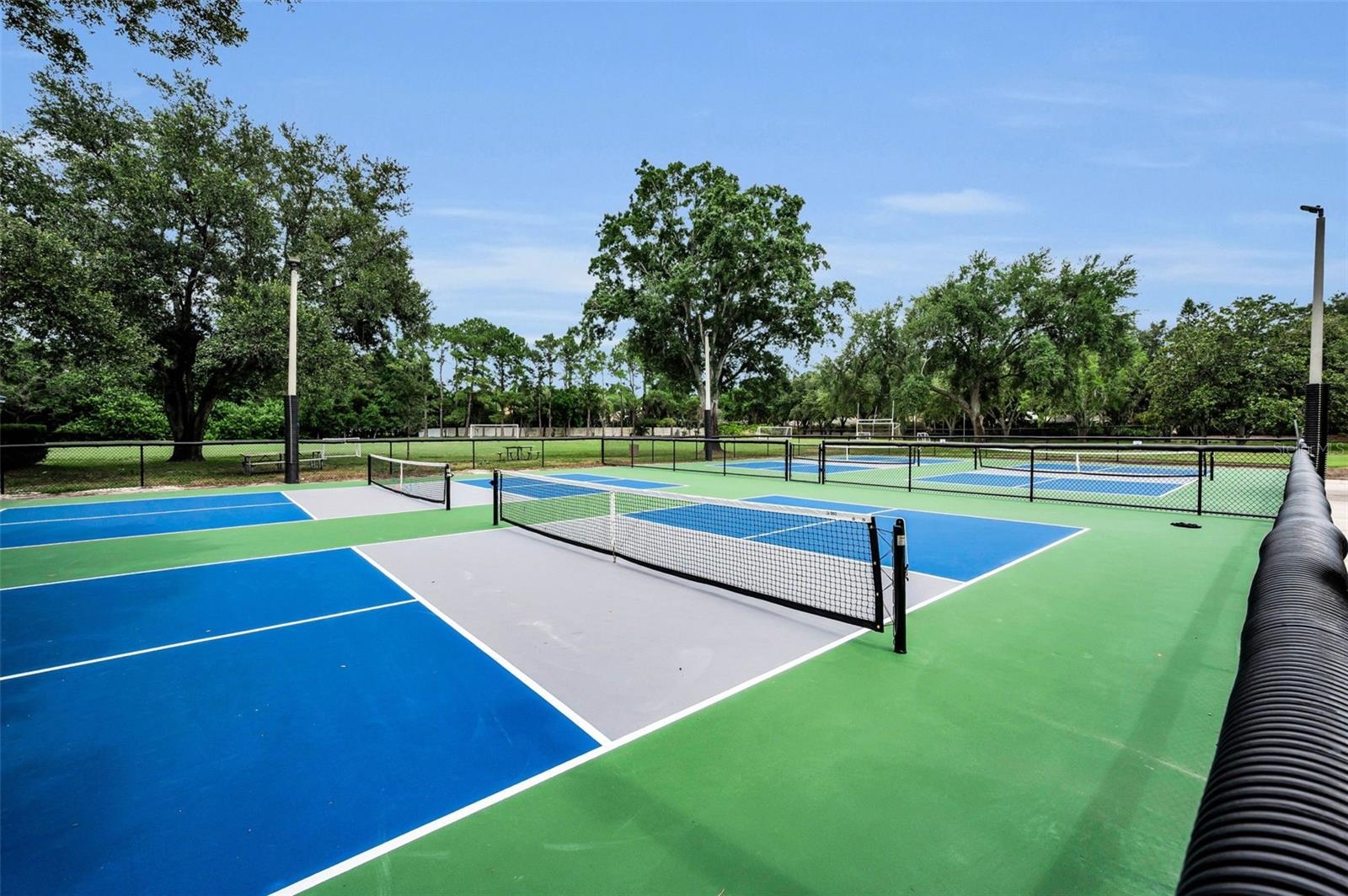 New fenced in pickleball courts at Commons Park
