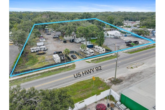 Aerial view of US Highway 92 frontage - Northeast corner