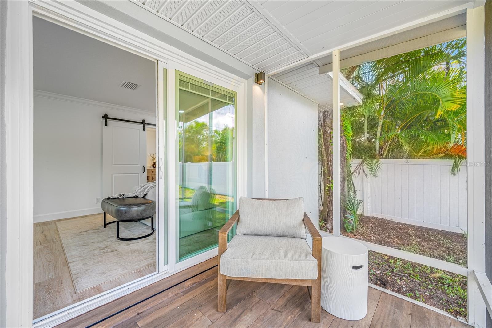 Private Enclosed Porch Off the Primary Bedroom