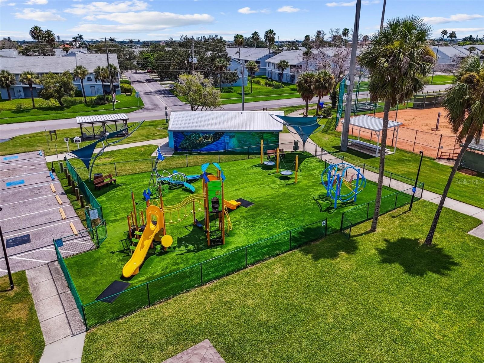 New playground with covered picnic areas and concession stand