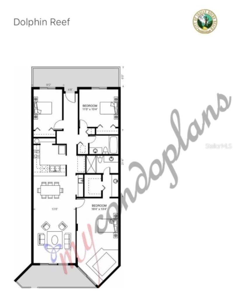 Floor Plan. 1530sf PLUS additional private balcony space. Please verify individual room measurements.