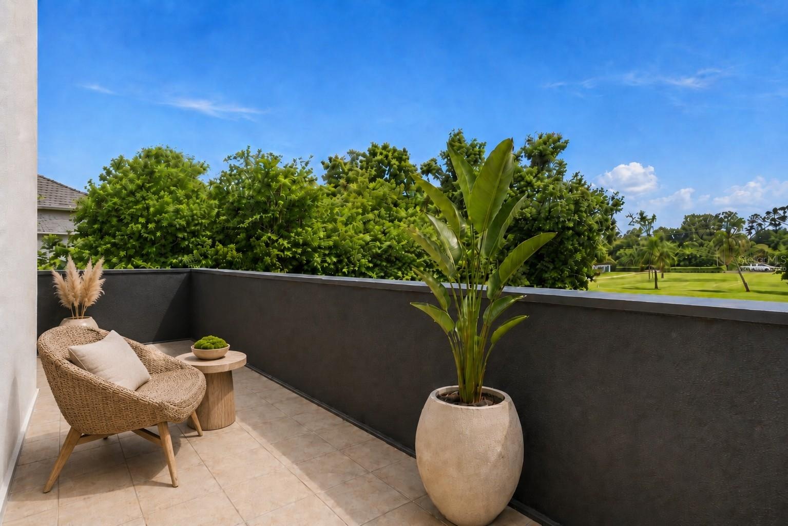 Virtually staged-Front home balcony