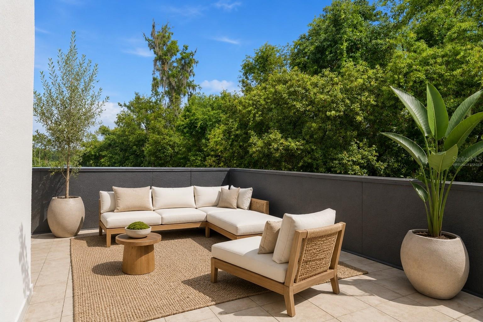 Virtually staged-Front home balcony