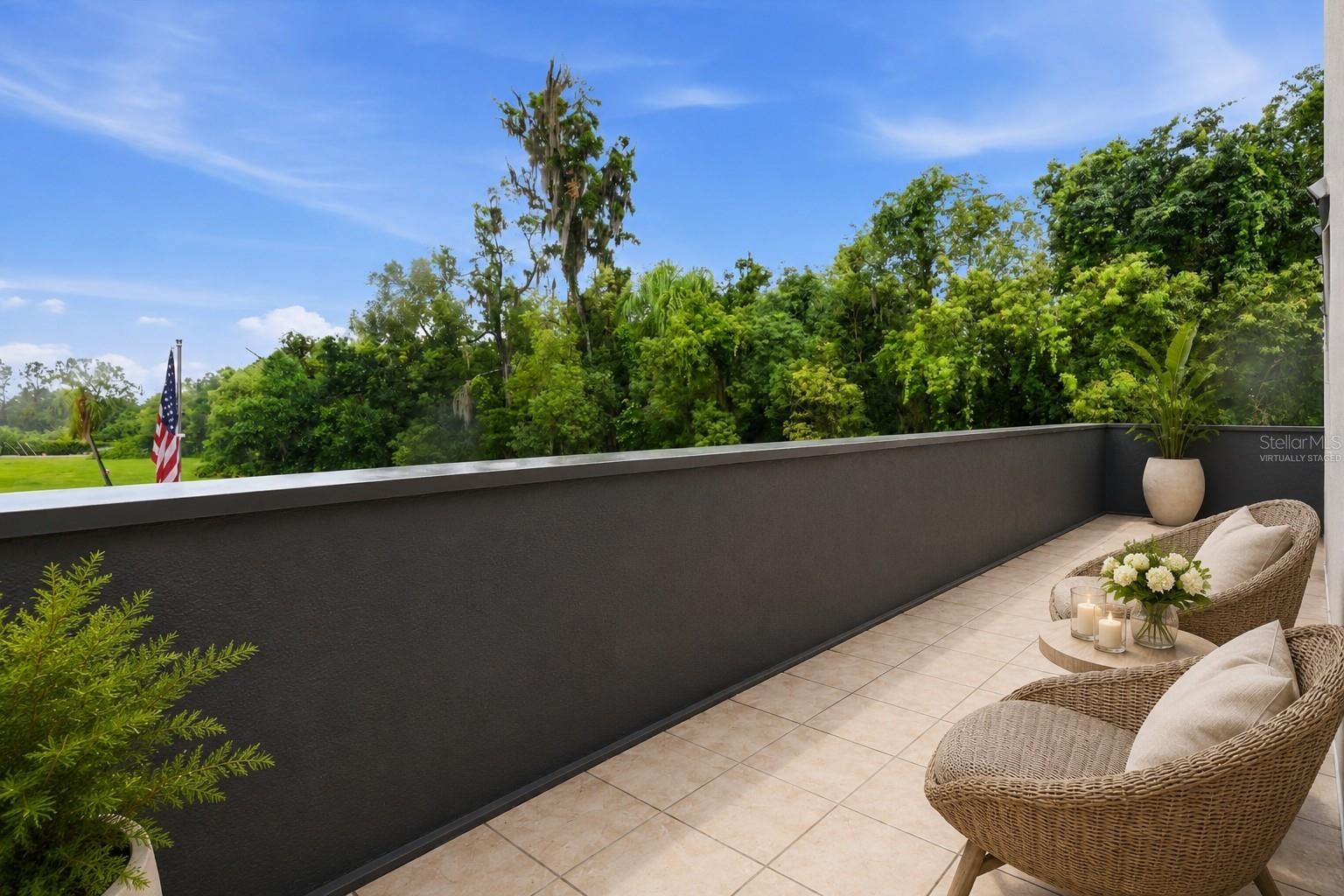 Virtually staged-Front home balcony