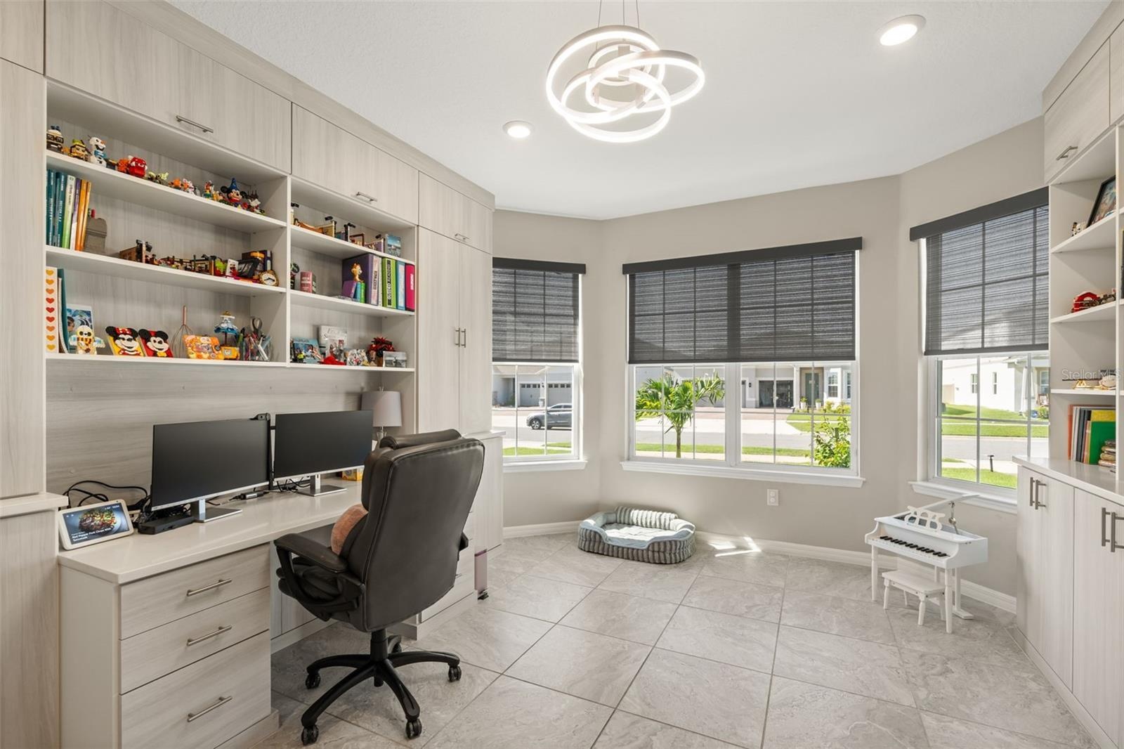 Office with custom built ins