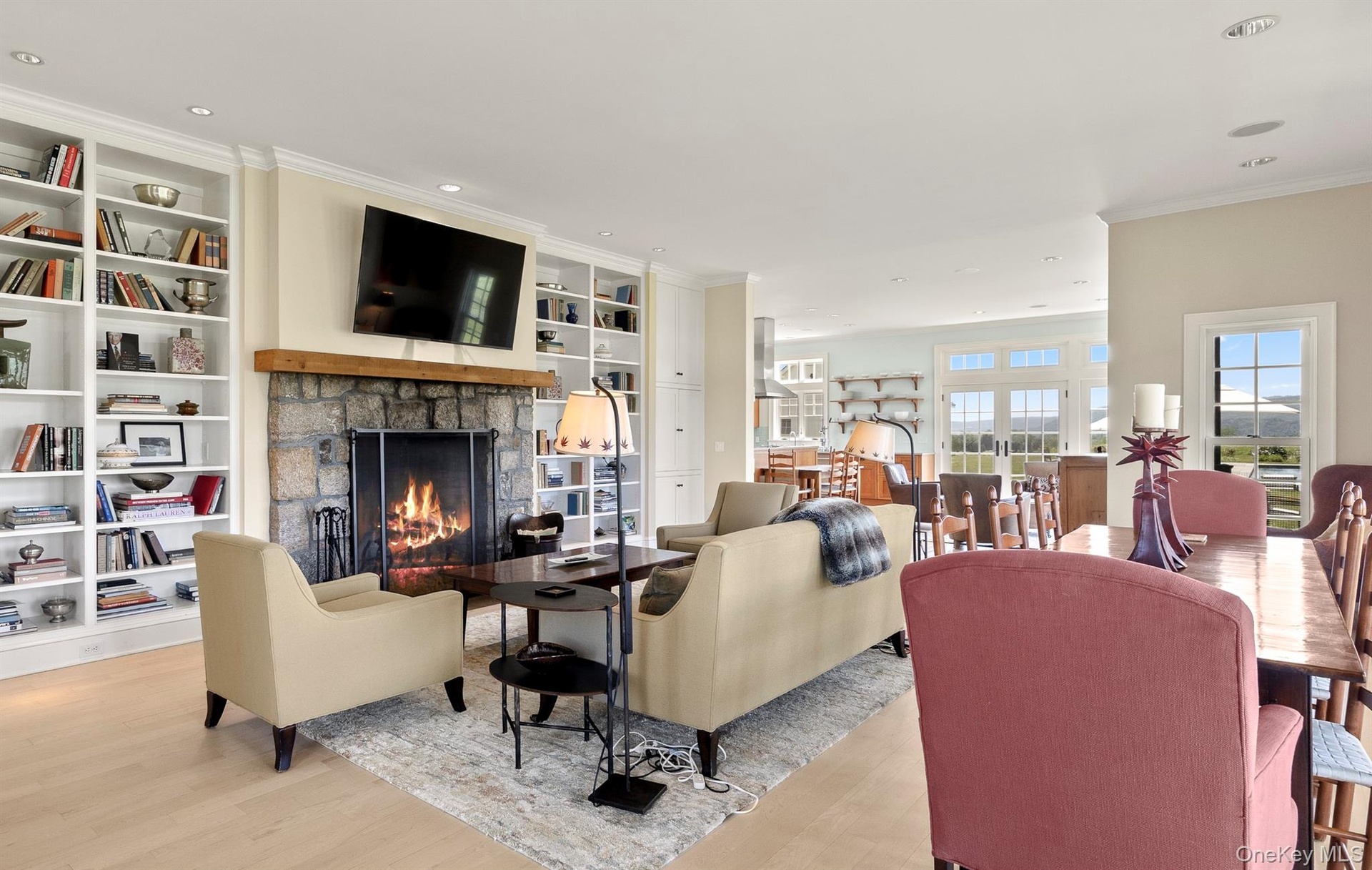 The Open Floor Plan with Large Fireplace is Inviting and Perfect for Entertaining