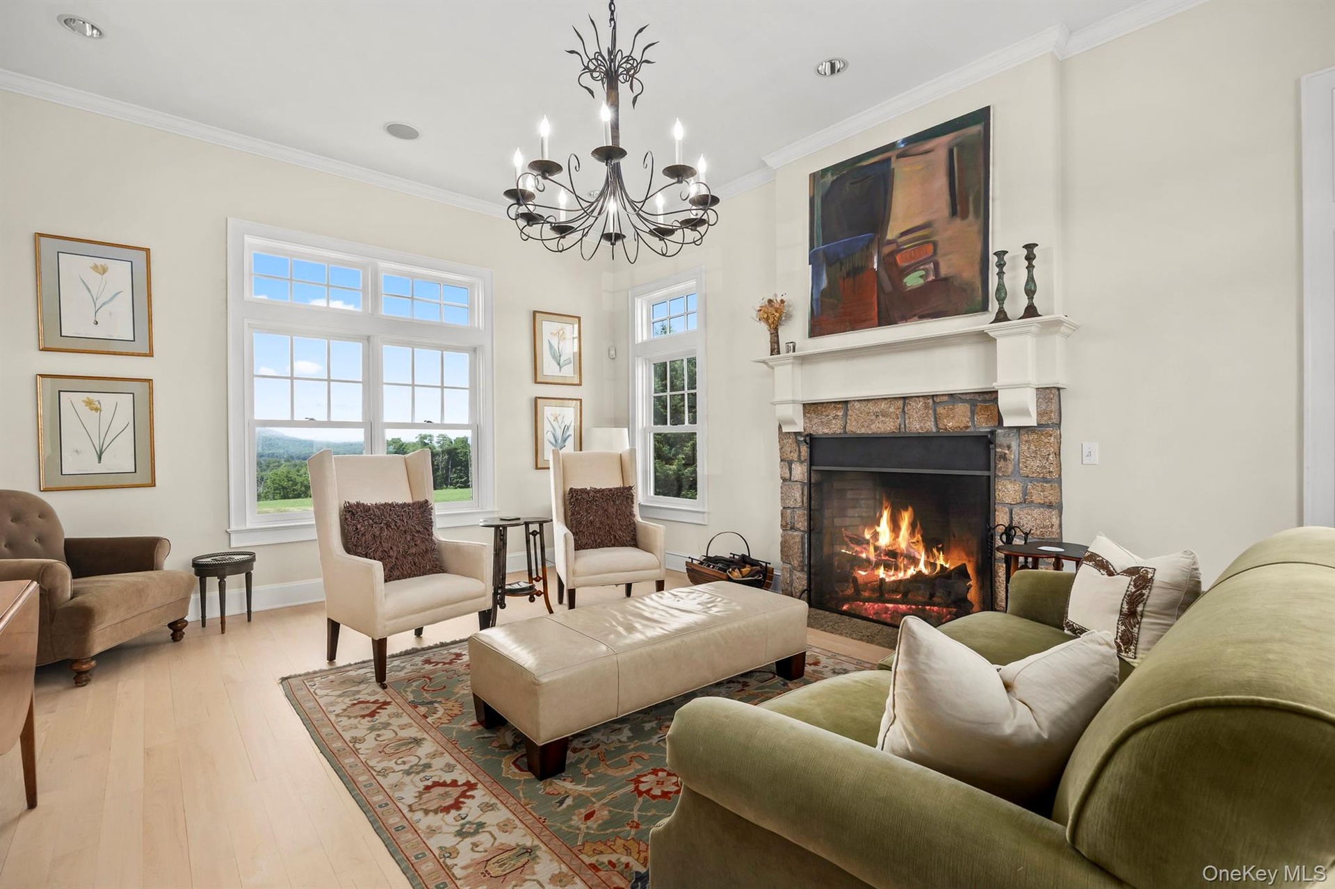 A Charming Den with Fireplace and Stunning Views
