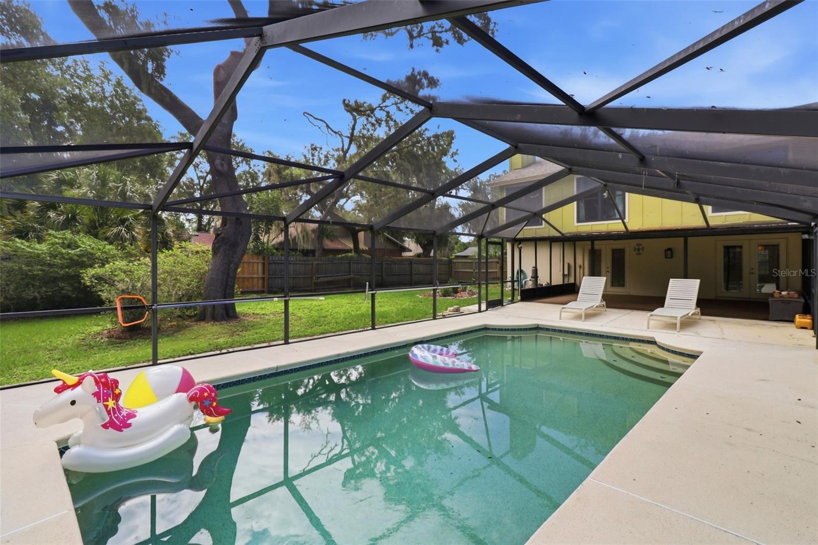 Beautiful pool with covered lanai