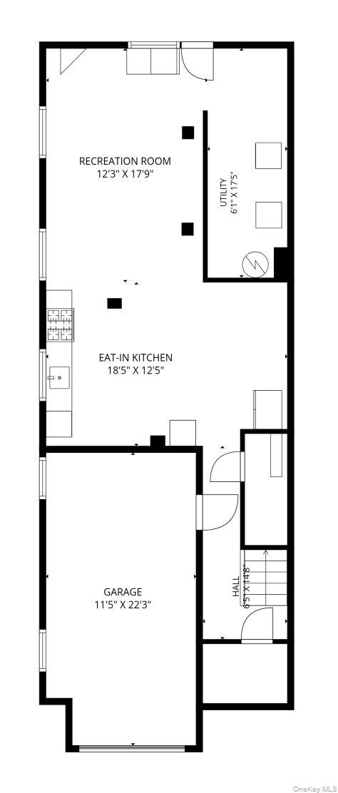 Ground floor with access to basement and living areas from garage.