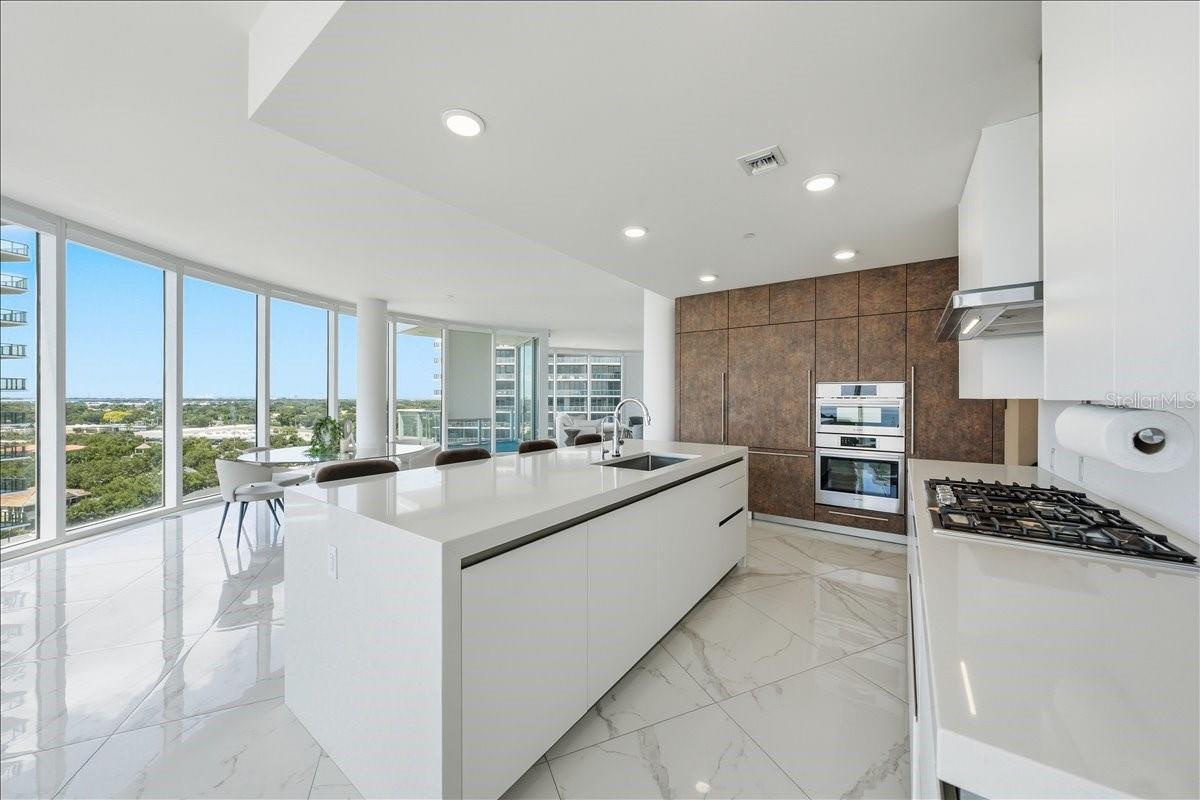 High-end Bosch stainless steel appliance package.