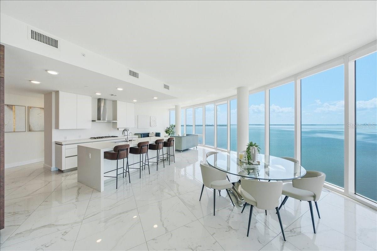 Elegant dining space with spectacular water views.