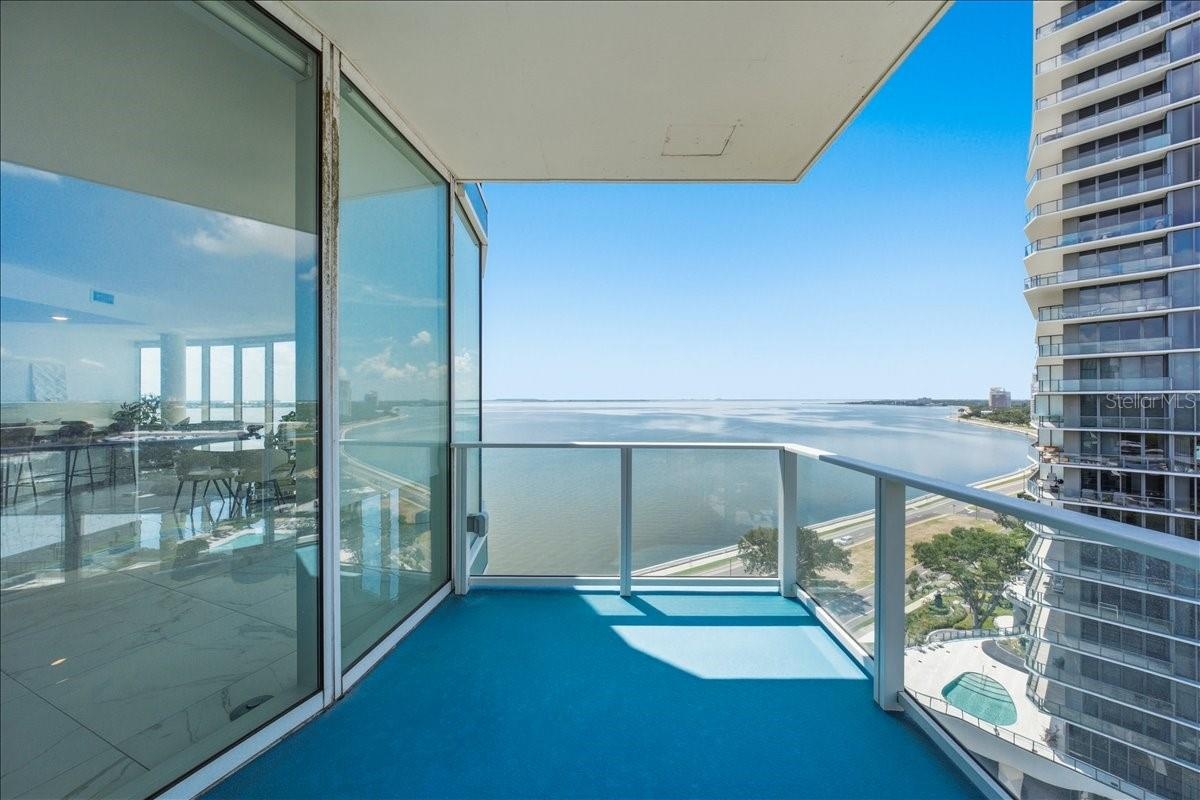 Expansive balcony overlooking Tampa Bay.