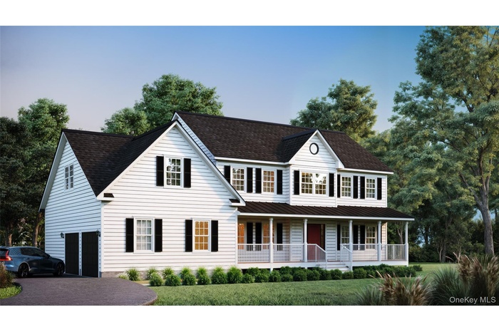 View of front of property featuring aphalt driveway, roof with shingles, and covered porch