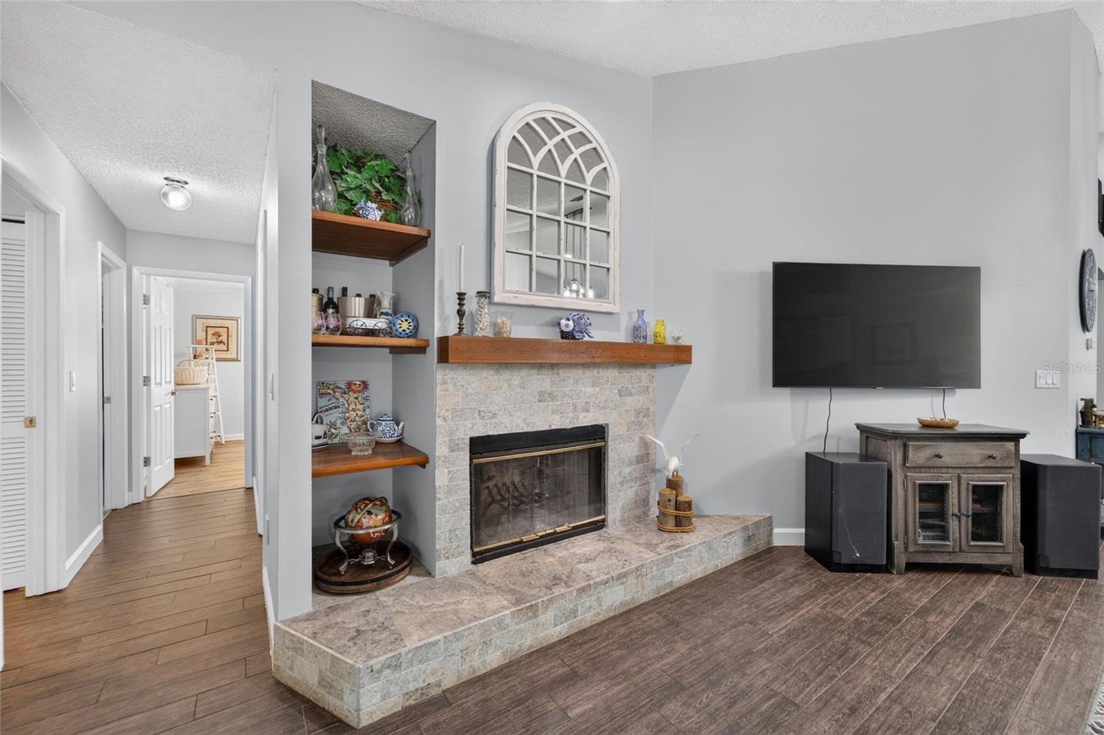 Fireplace in Dining Area