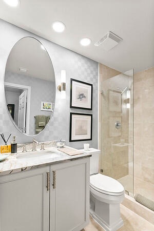 Second primary BA w/ floor to ceiling marble walk-in shower