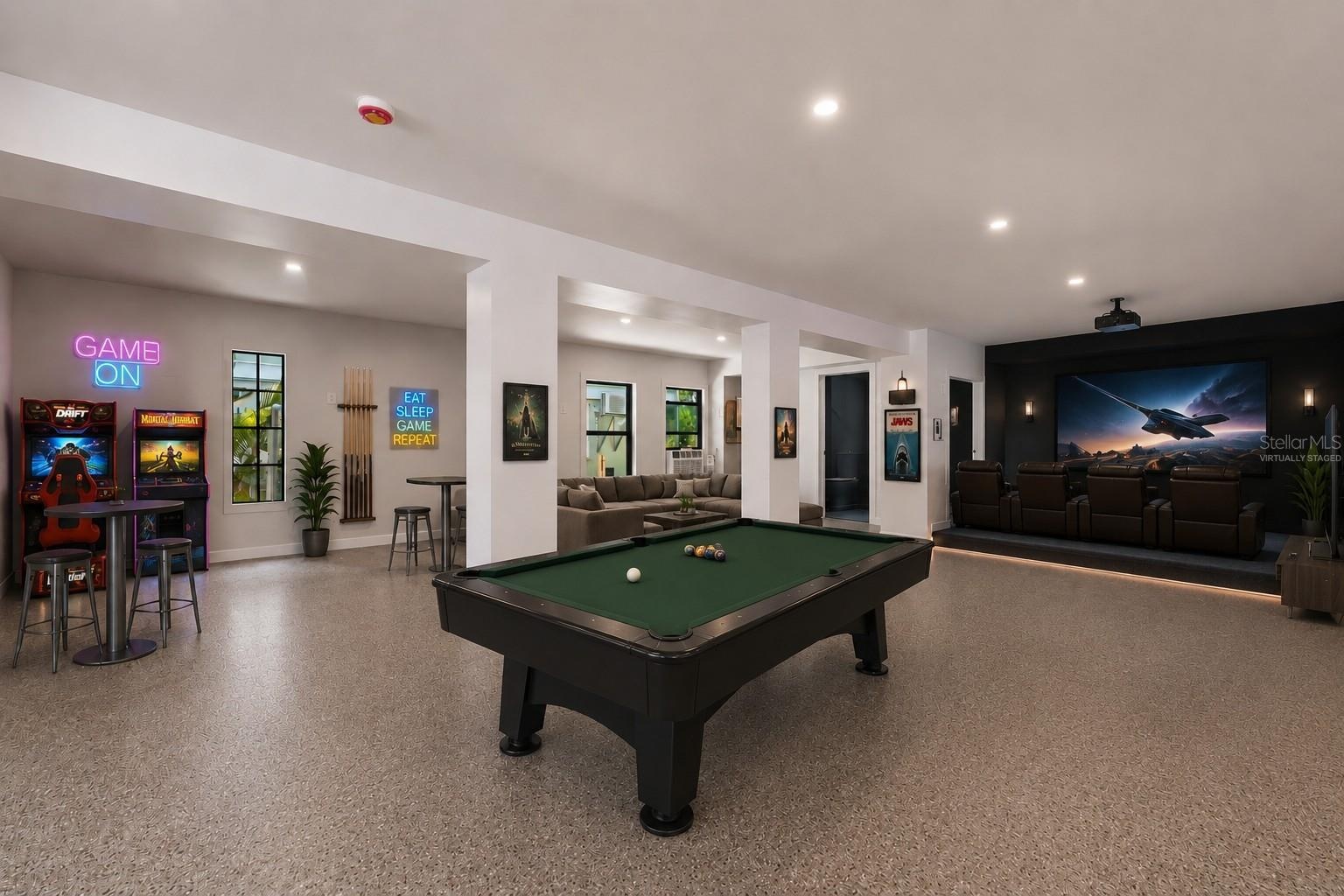 virtually staged game room