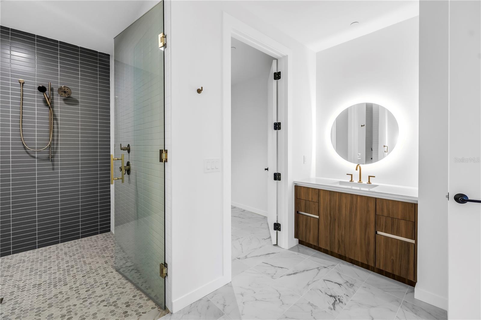 Secondary vanity and walk in closet