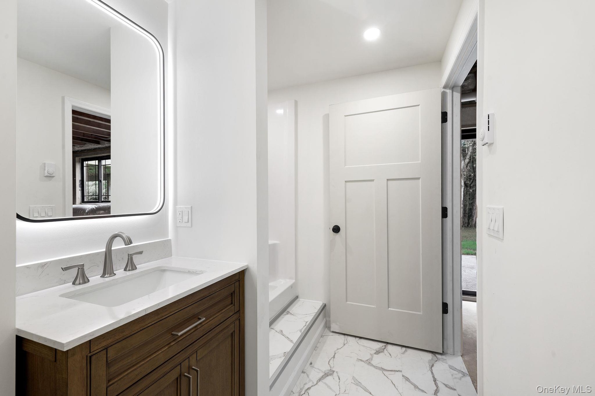Finished bathroom in basement