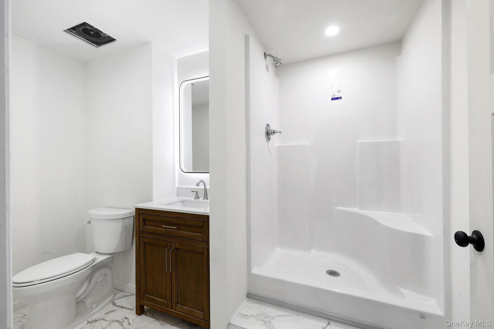 Finished bathroom in basement
