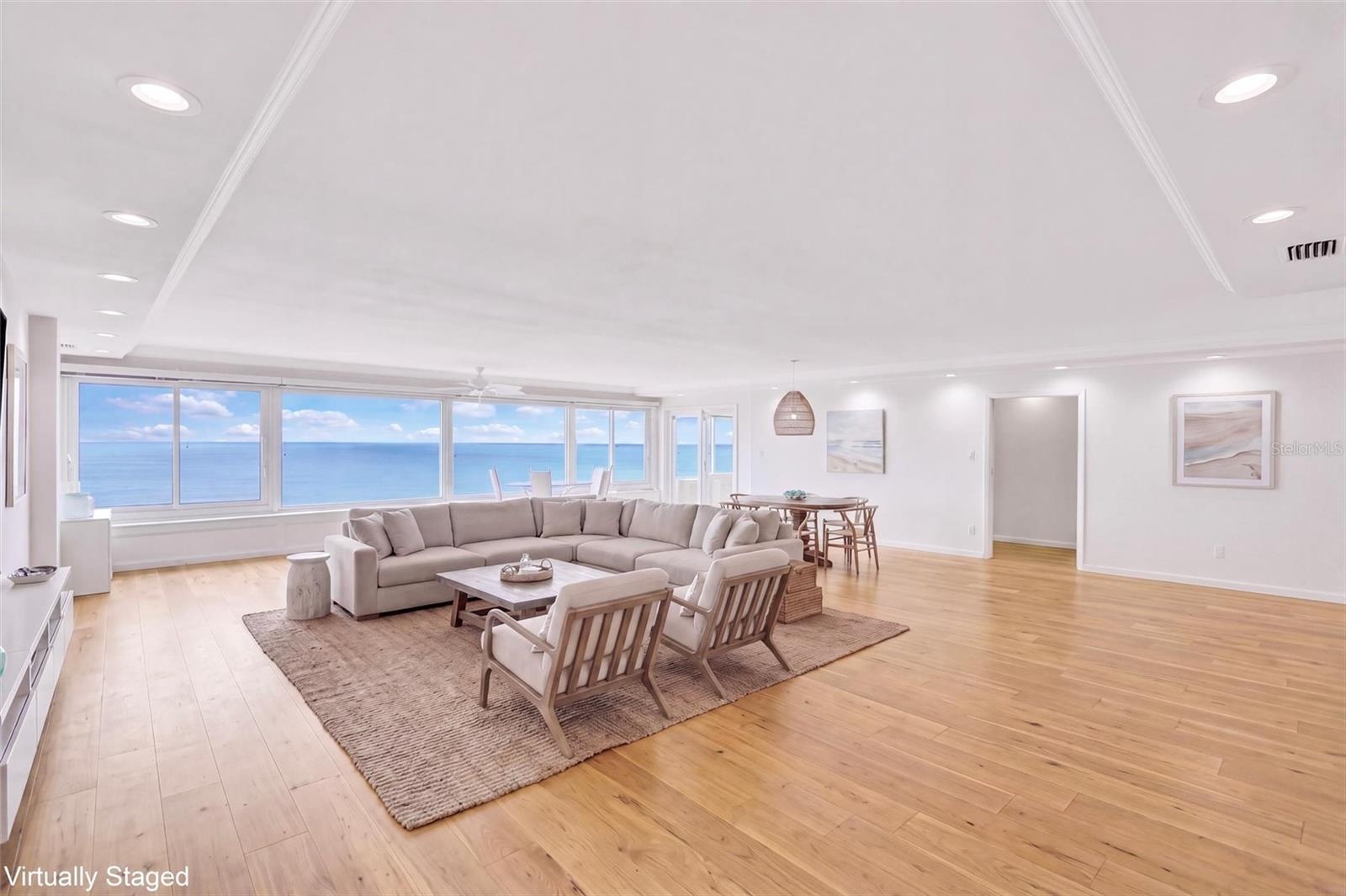 Virtual Staging. Pillars removed are not load bearing.