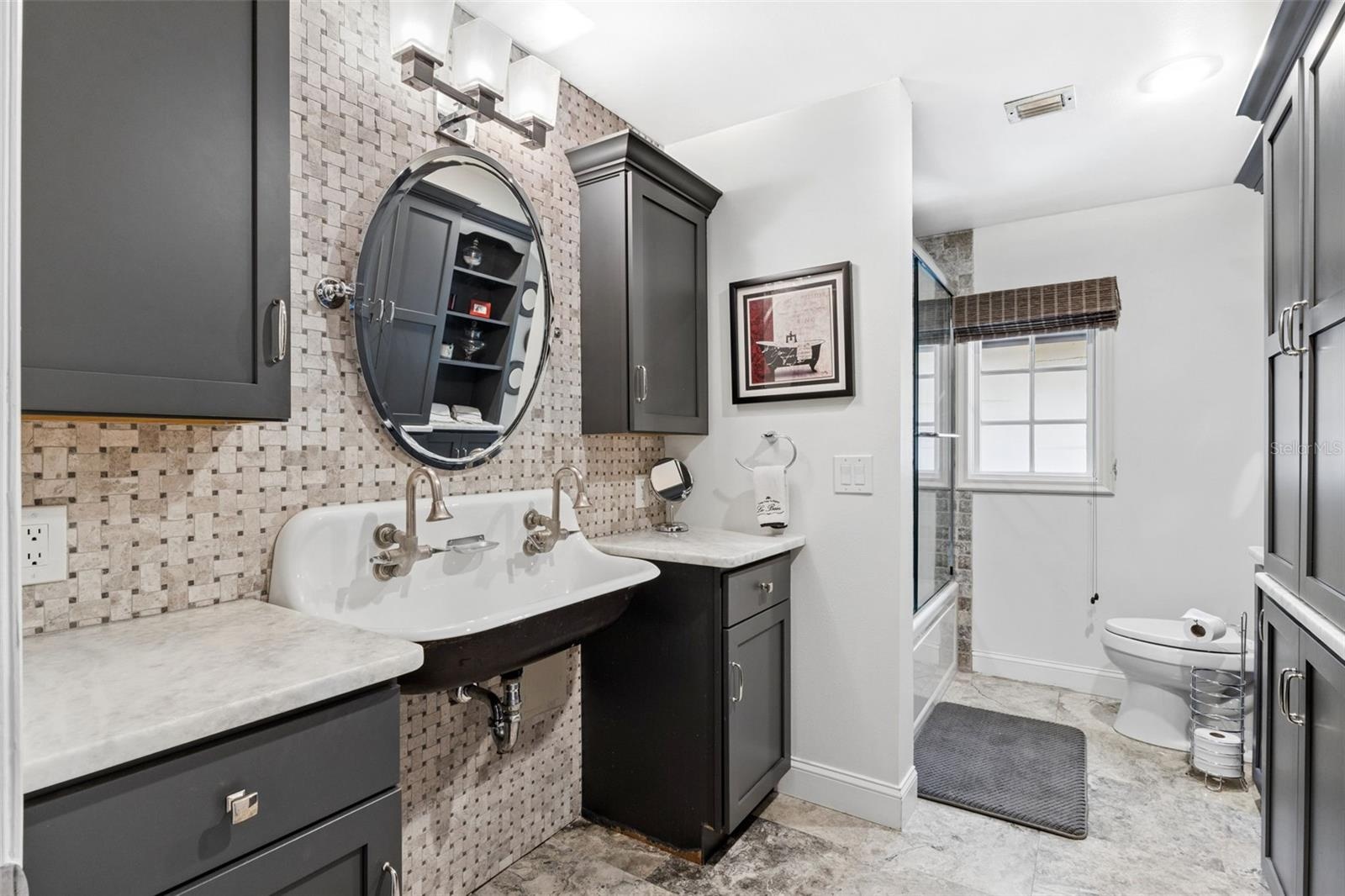 Bathroom # 2 in the Main House.   Shower/Bath Combo has Jacuzzi jets to soak away your aches