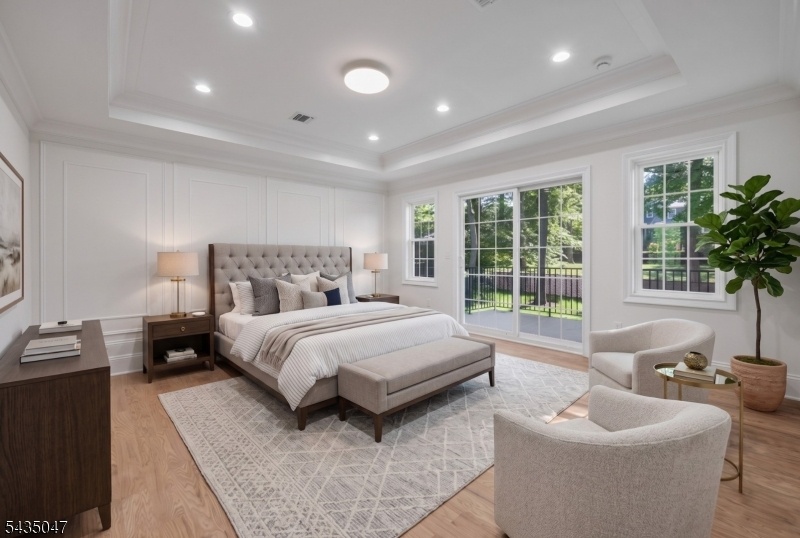 Primary bedroom staged