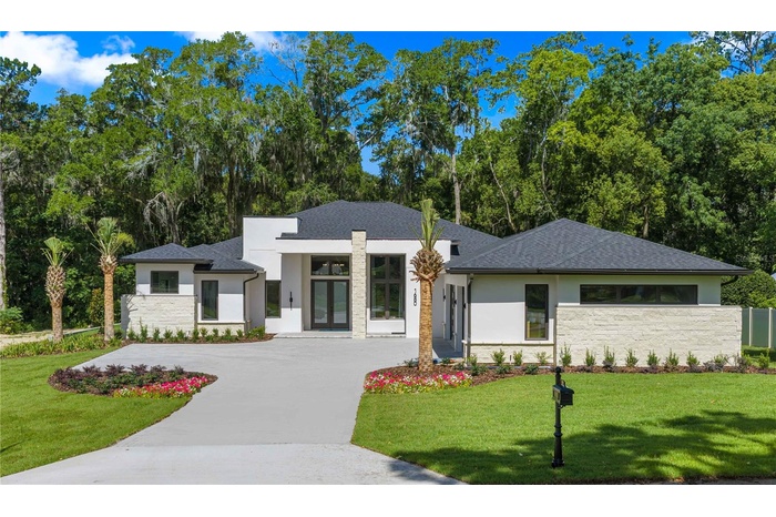 Front elevation with paver drive.