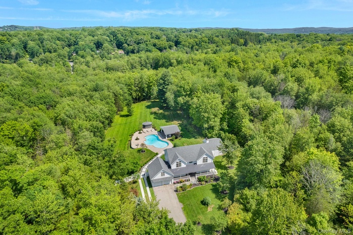 Aerial view of 51 Red Hawk Hollow Road, Wappingers Falls, NY.