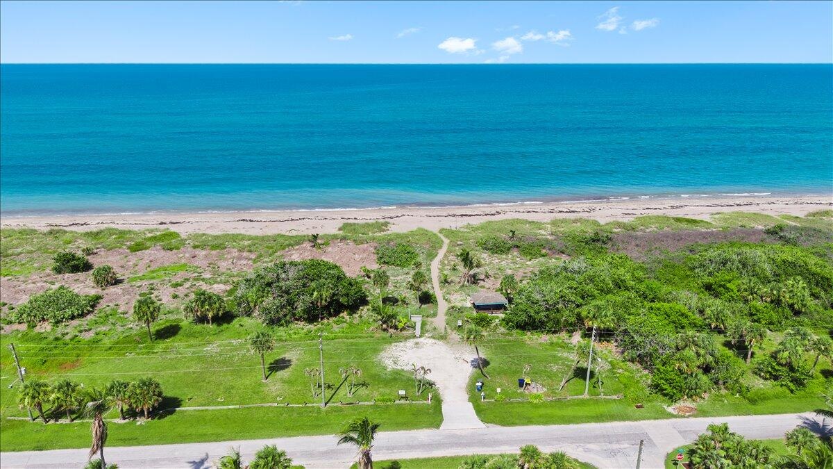 Aerial view of private beach in Surfside