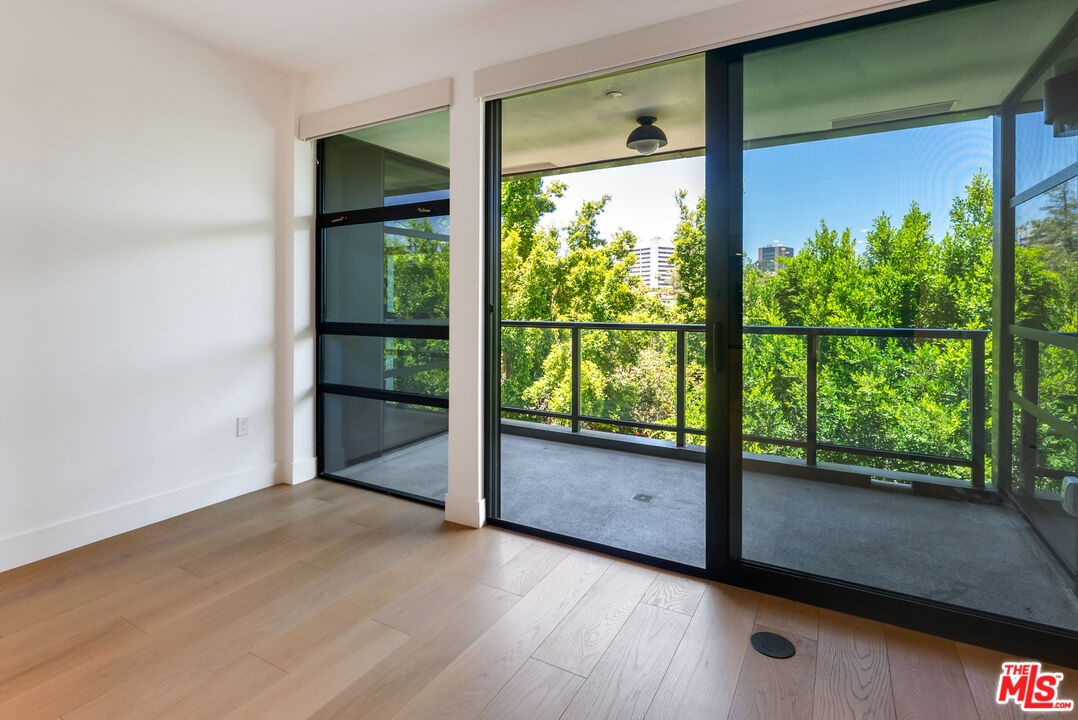 Spacious balcony with treetop