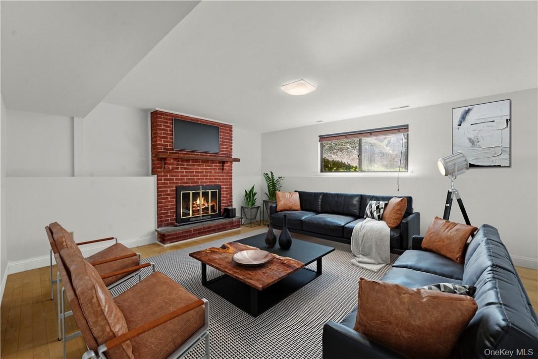 Virtually staged lower level family room