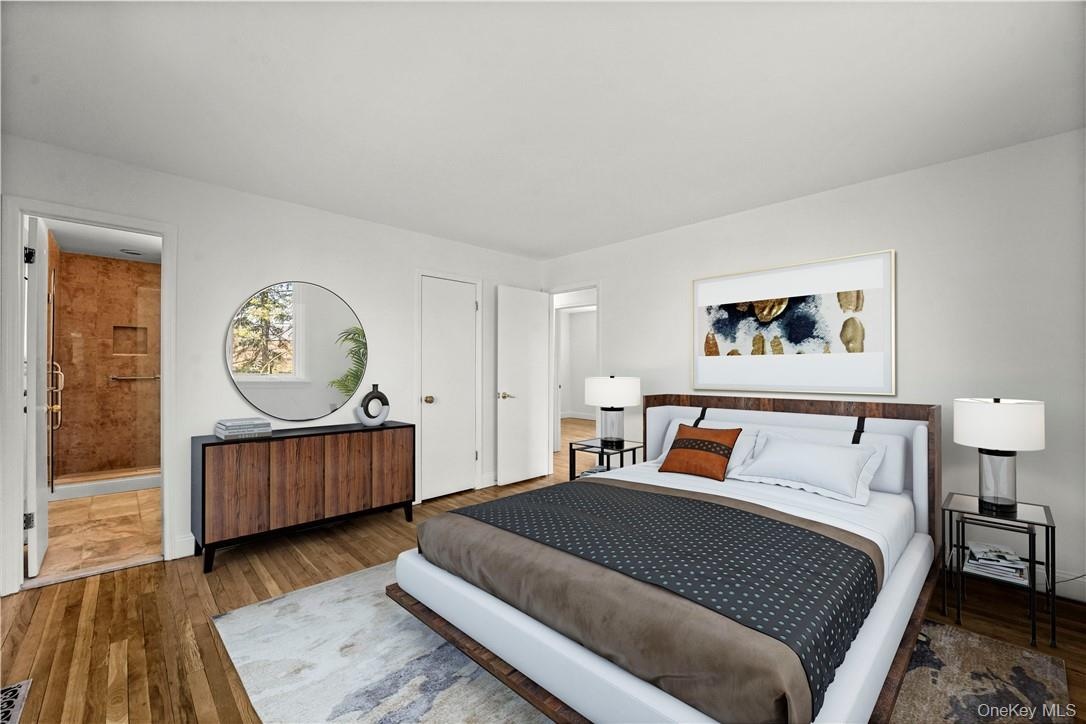 Virtually staged primary bedroom.