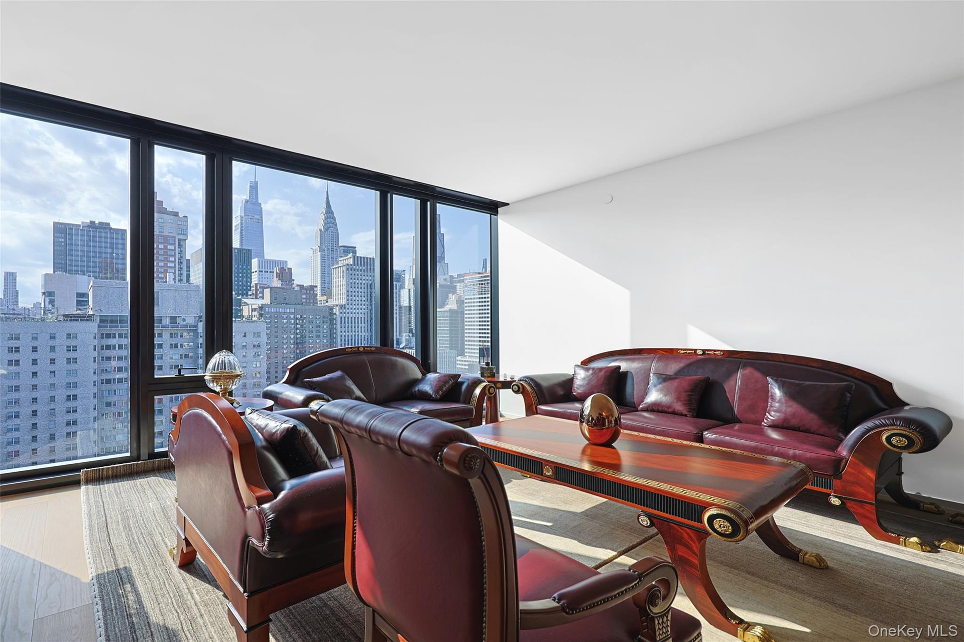 Floor-to-ceiling windows with expansive city scenery