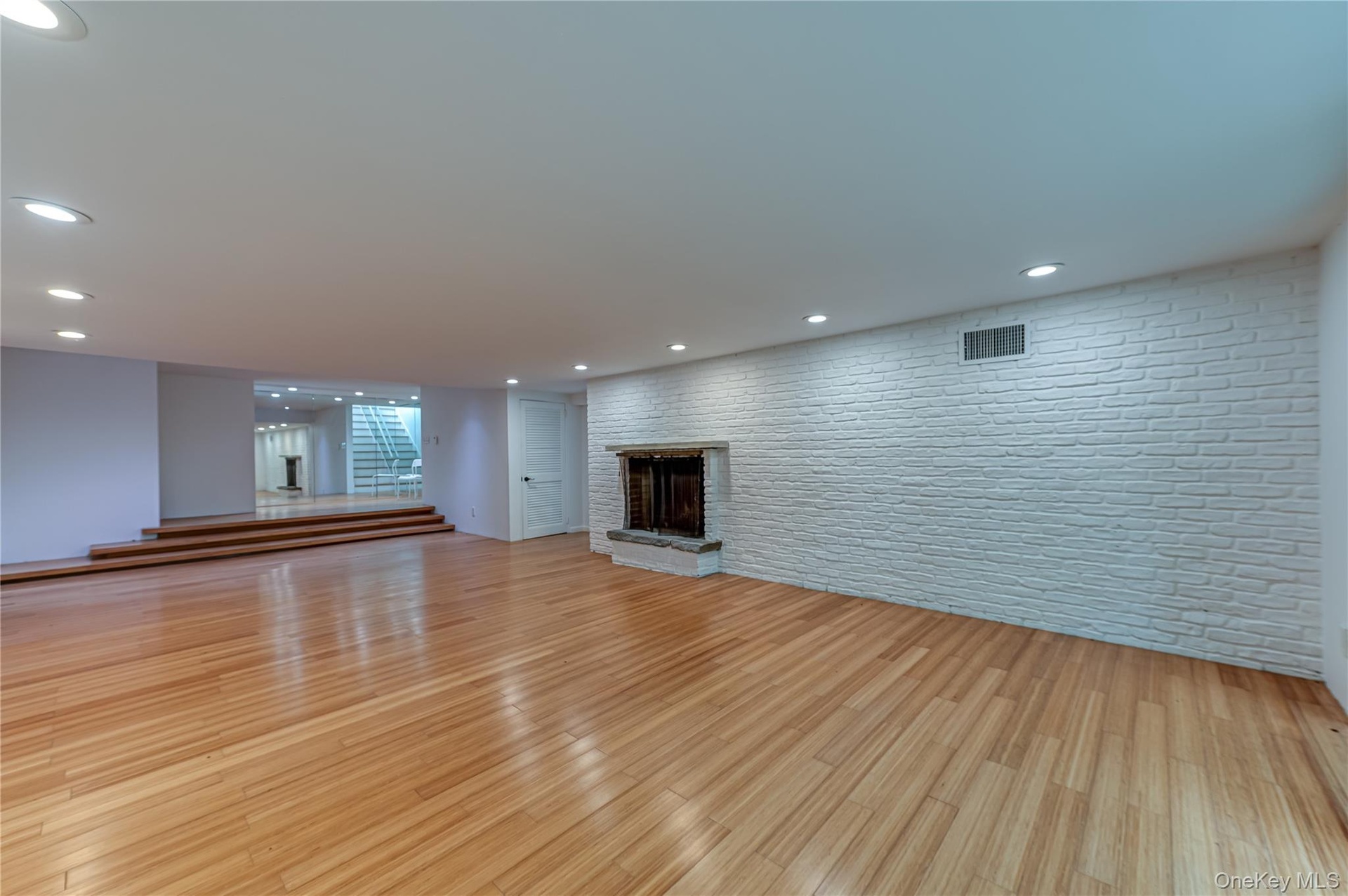 Family Room Wood burning brick fireplace