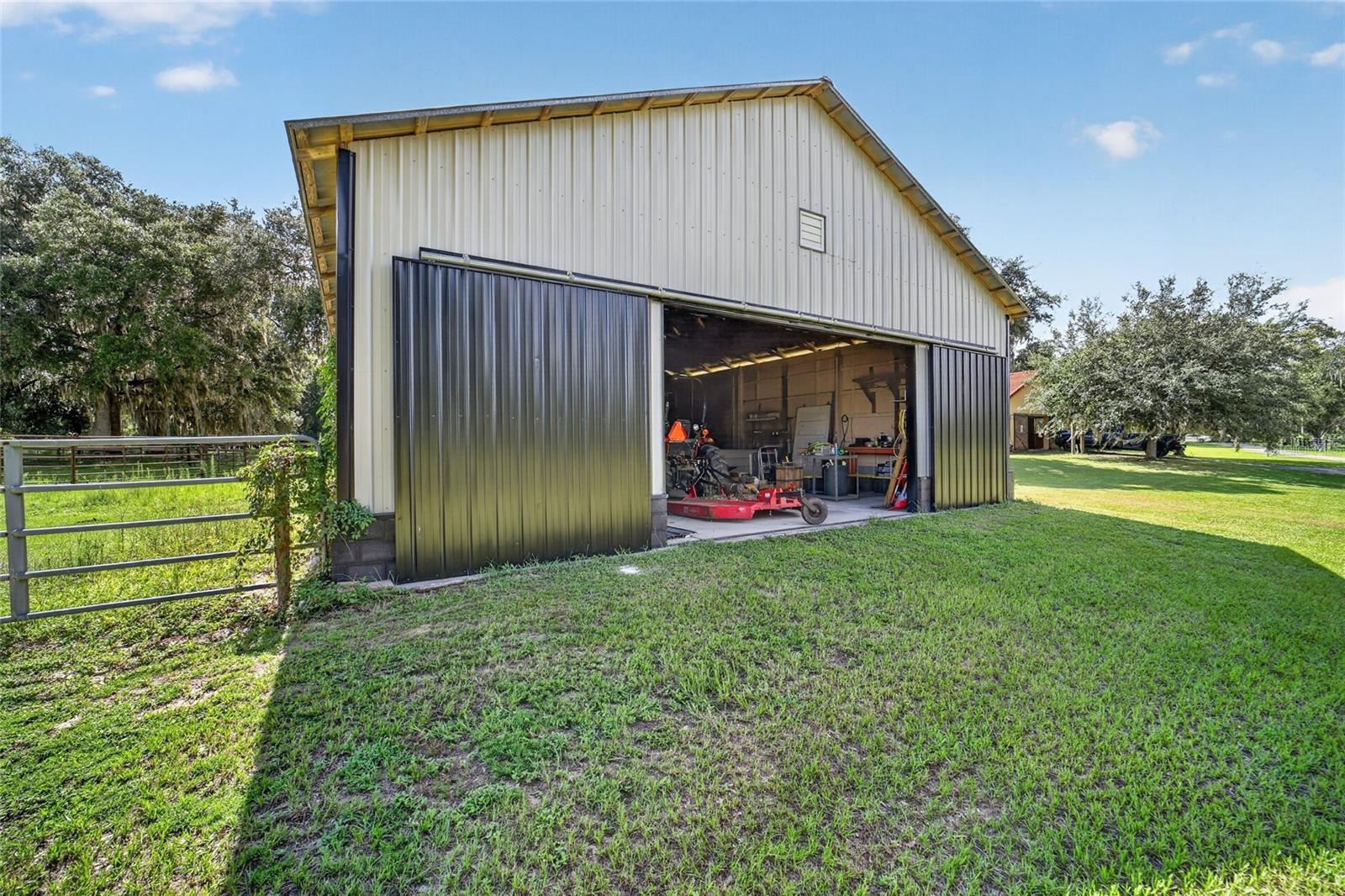Large Equipment Shed with New Metal Siding