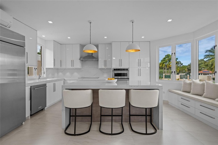 Kitchen overlooking the lake.
