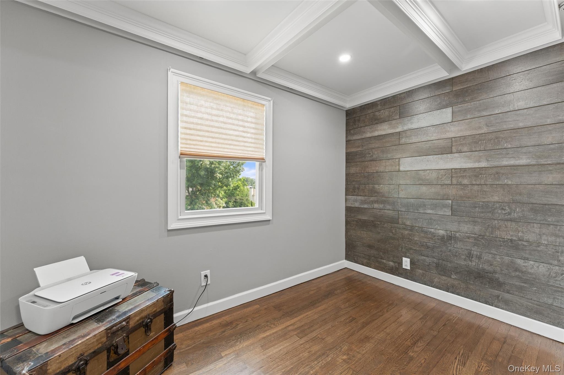 Bedroom 3 with beamed ceiling.
