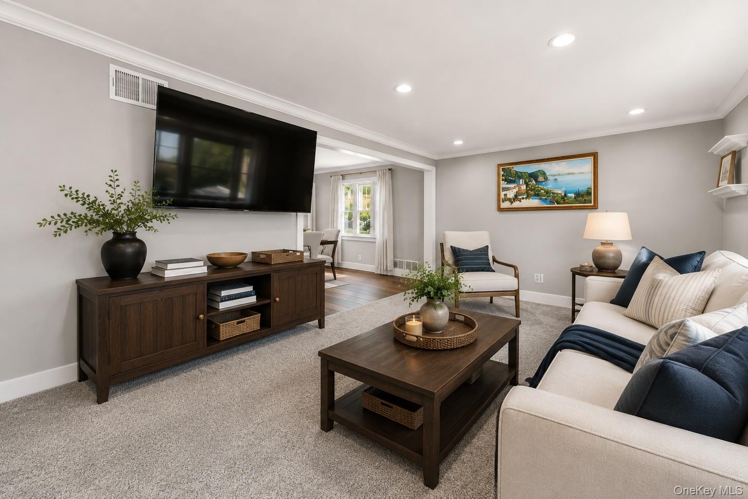 Virtually staged Living Room viw.