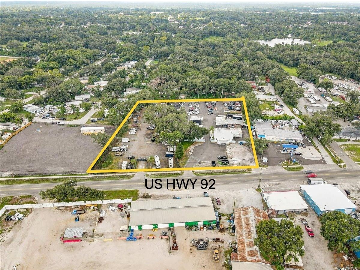 Aerial view of US Highway 92 frontage - North side of property