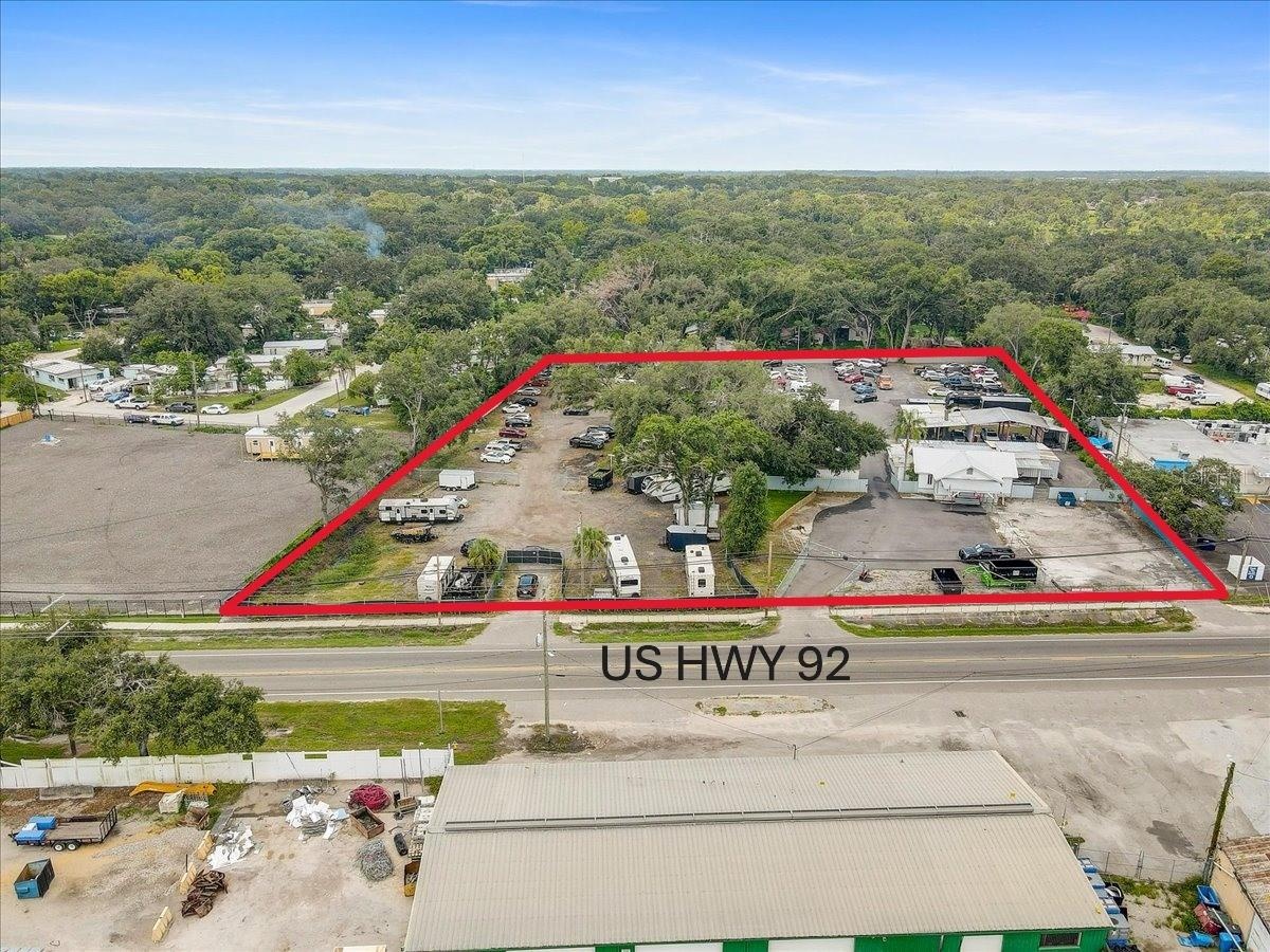 Aerial view of US Highway 92 frontage - North side of property