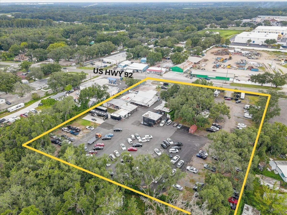Aerial view of US Highway 92 frontage - Southeast corner view