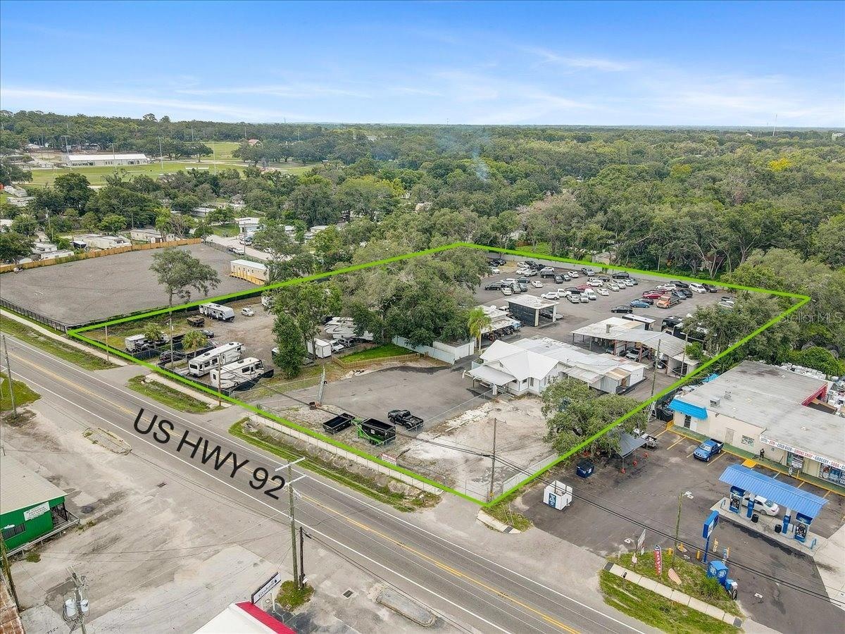 Aerial view of US Highway 92 frontage -  view of Northwest corner