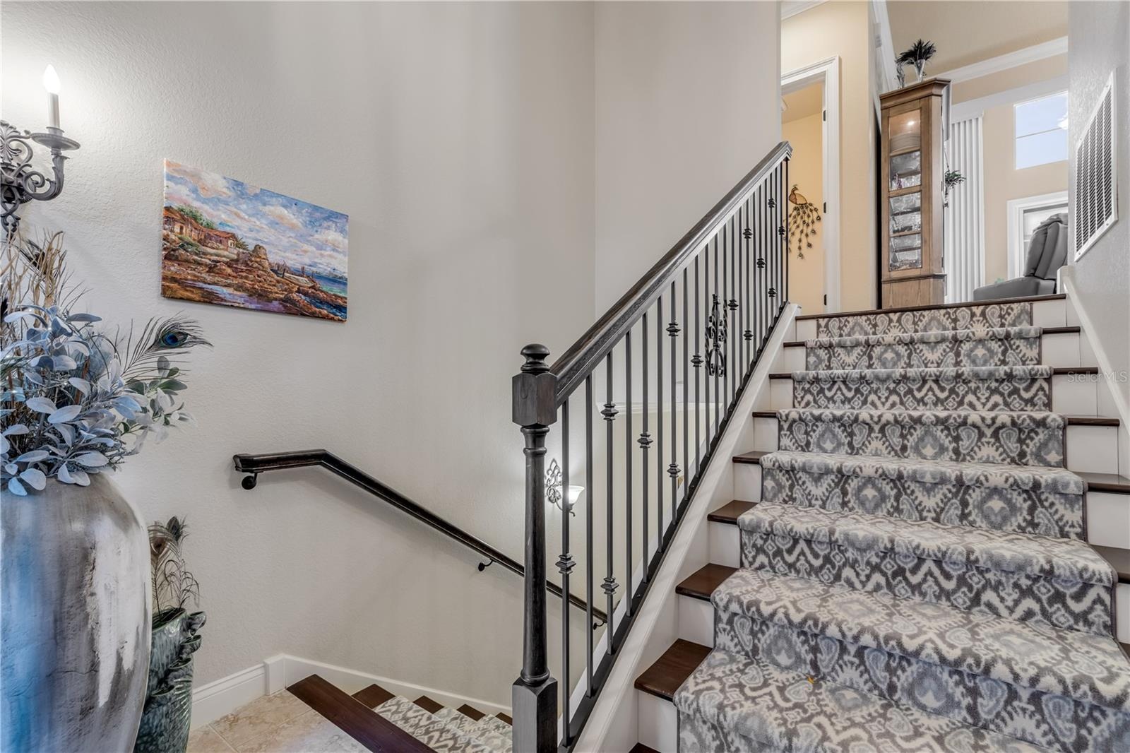 Go up for common area (Kitchen/dining/living)Go down for 2 guest bedrooms, guest bathroom, laundry room, and office