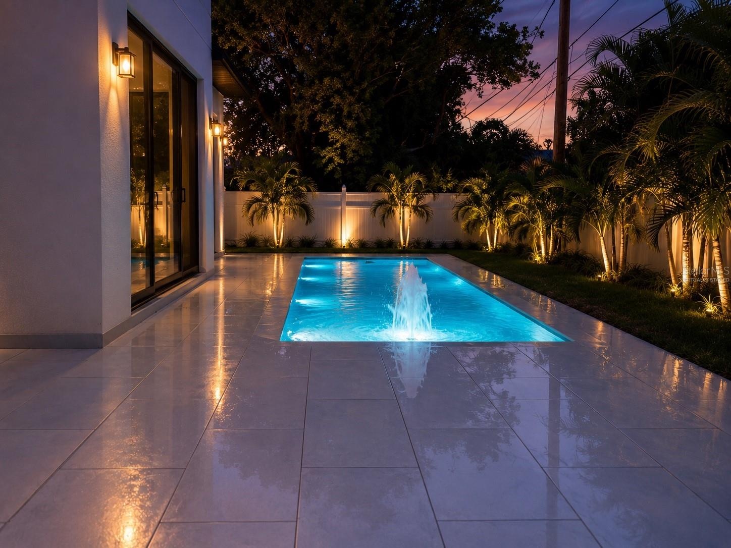 Virtually Staged. Lighting in landscaping not included.