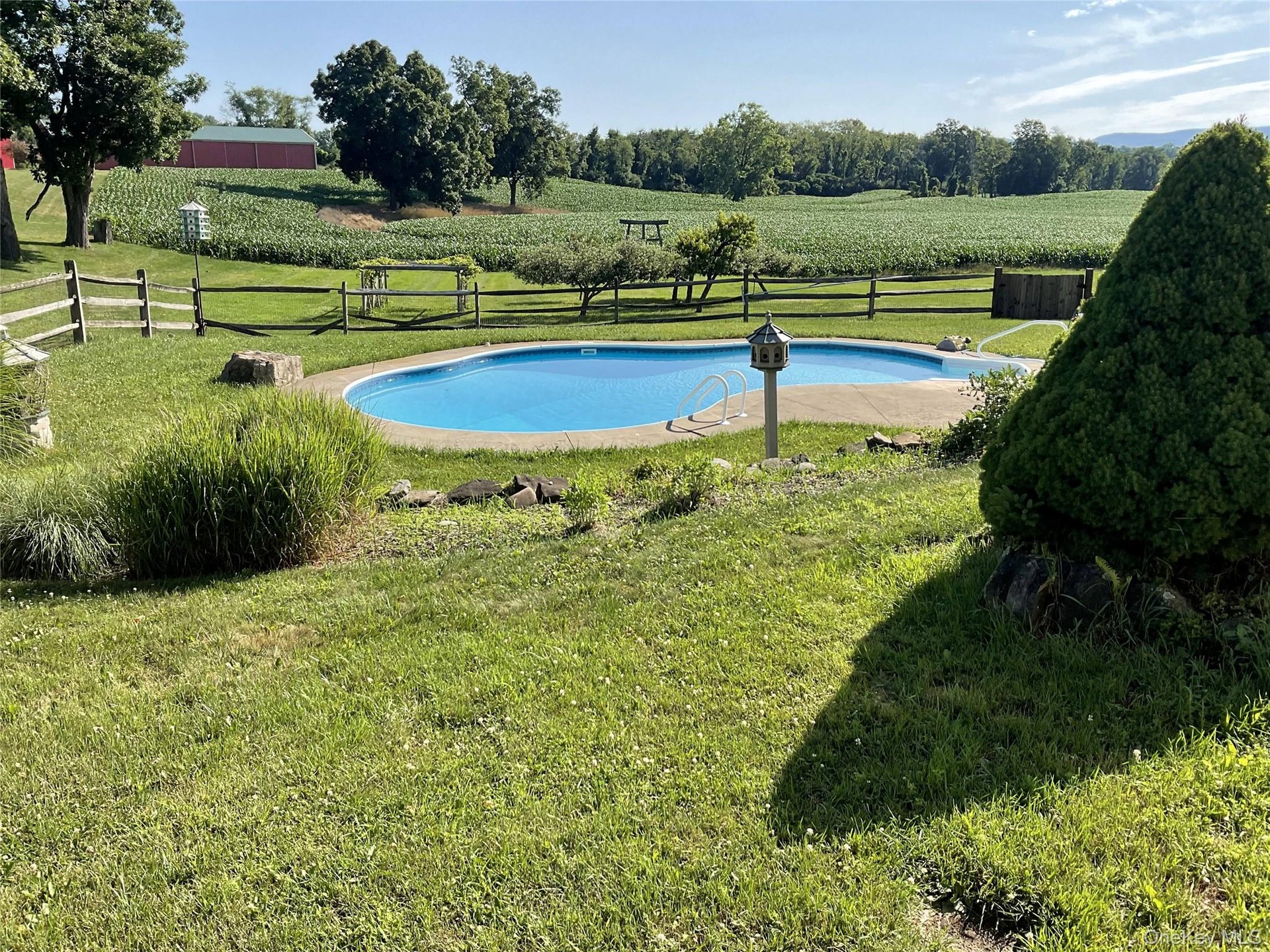 Pool overlooking the farm.  Pool has a newer liner and can be heated
