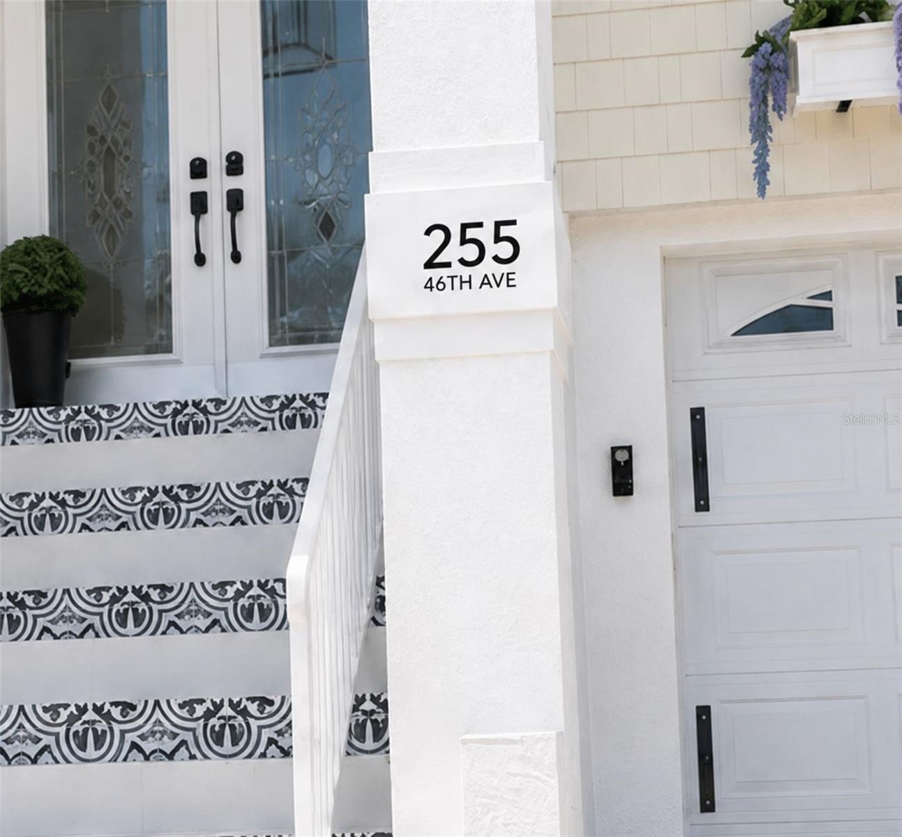 Updated front Entry for this waterfront, water view home steps to St Pete Beaches.