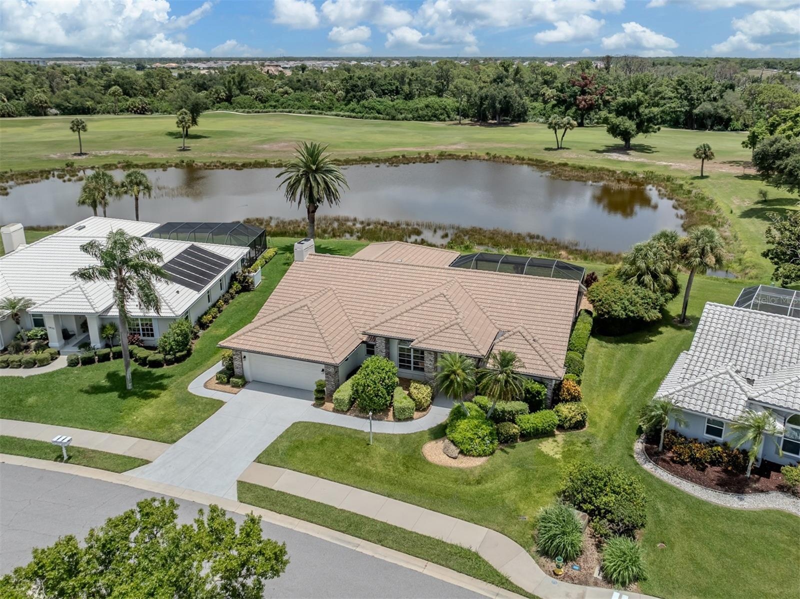 Aerial view of this home! Lots of green space between homes!