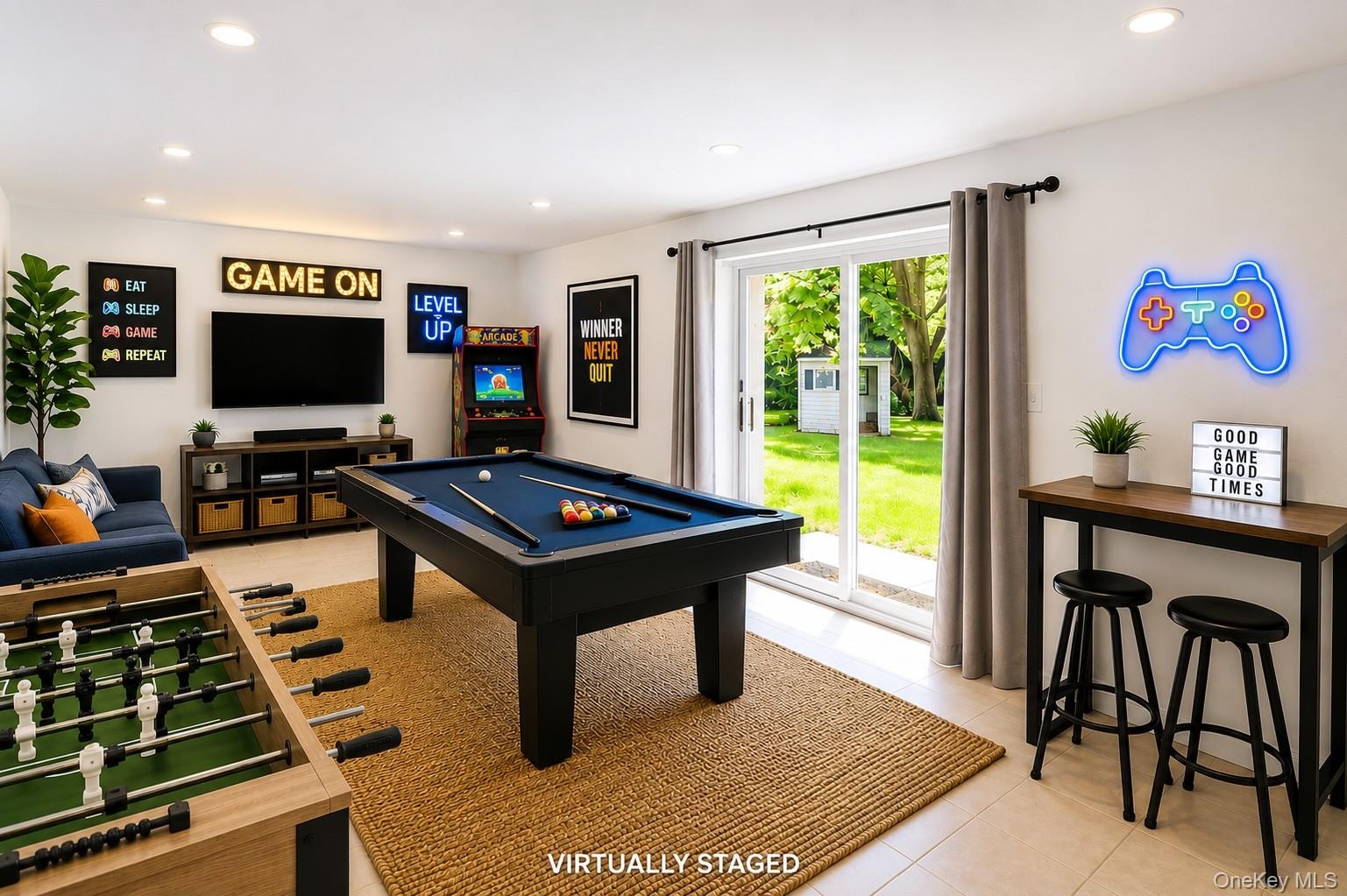 Virtually staged rec room!