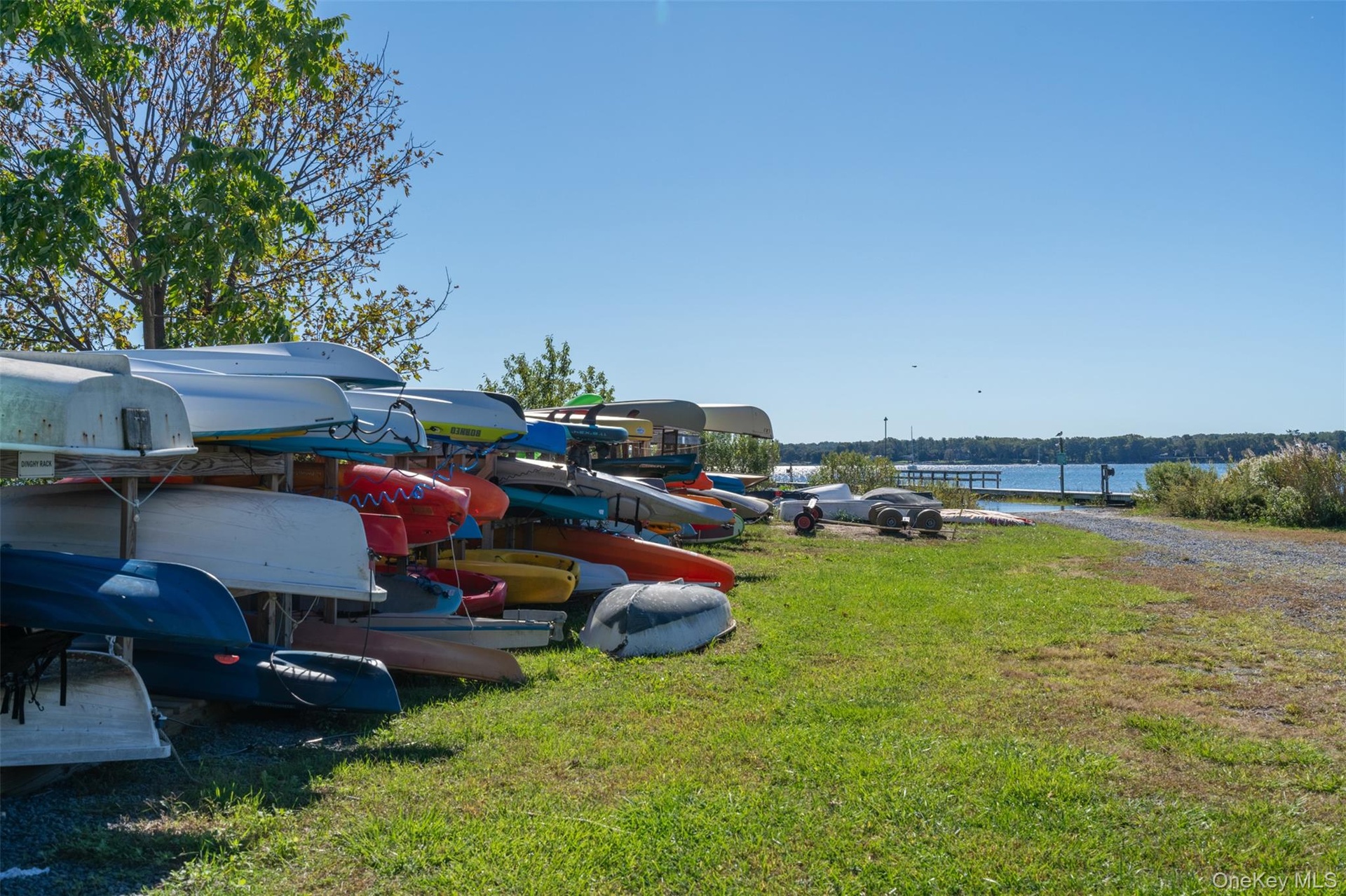 Dock at Lloyd Harbor has kayak and dinghy storage